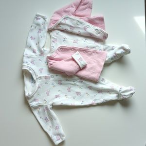 JoJo Maman Bebe Newborn footie sleeper onesie and reversible cardigan sweater